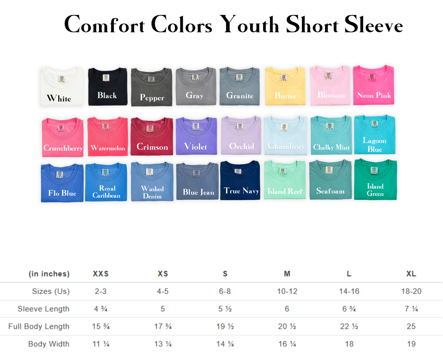 Youth Comfort Color Short Sleeve Tee