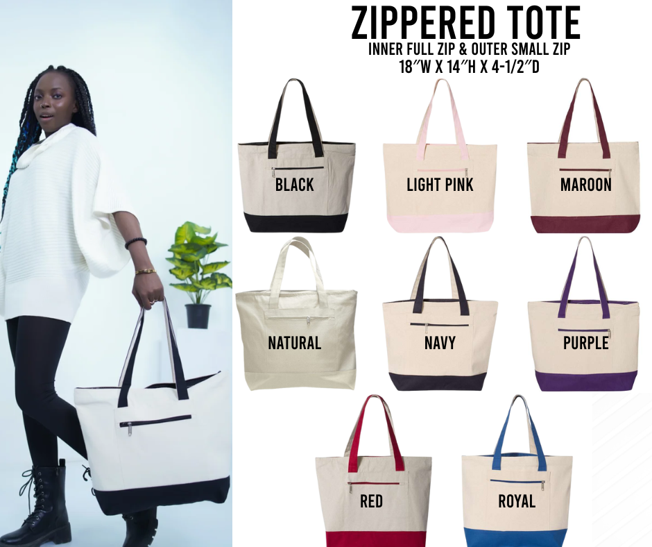 Zipper Canvas Tote